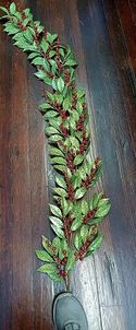 Garland Red Berry Leaf Glittered