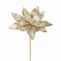 Poinsettia Crystal Glitter Beaded Edge Stem