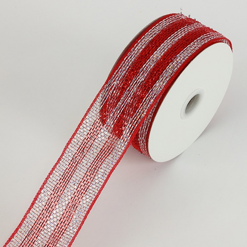 Ribbon Mesh Red Stripe