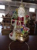 Ornament Santa With Tree Glass