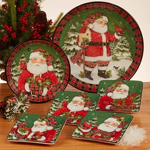 Christmas Lodge Santa Canape Plate