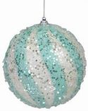 Ornament  Blue White Swirl Glitter