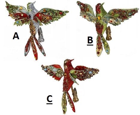Ornament Bird Clip Sequin Multi Color