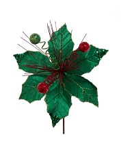 Poinsettia Pick Green Velvet