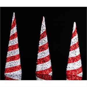 Cone Trees S/3 Red White Stripe