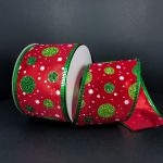 Ribbon Red Lime Green Dots