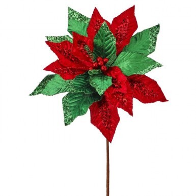 Poinsettia Velvet Red Green