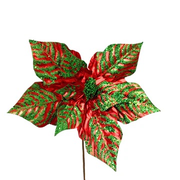 Poinsettia Lrg Metallic Red Green