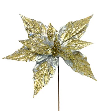 Poinsettia Metallic Lrg Platinum Gold