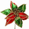 Poinsettia Velvet Red Green Combination