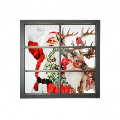 Window Scene Santa Reindeer