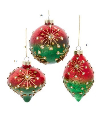 Ornament Glass Red Green Mix