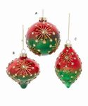 Ornament Glass Red Green Mix