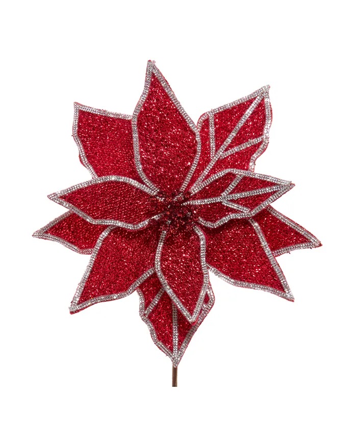 Poinsettia Red Silver Trim