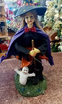 Witch Figurine With Ghost On Base