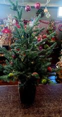 Tree Lighted Frosted Decorated