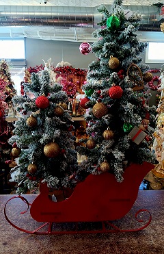 Sleigh With 2 Lighted Trees