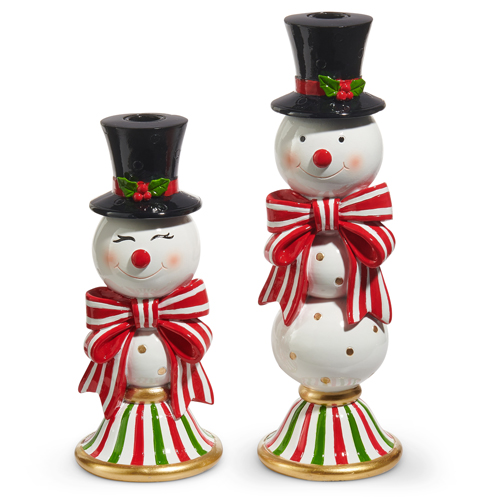Snowman S/2 Candleholders