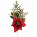 Poinsettia Spray Red Glitter