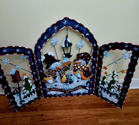 Snowman Metal 3 Panel Screen